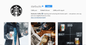 Profilo ufficiale di Starbucks su Instagram