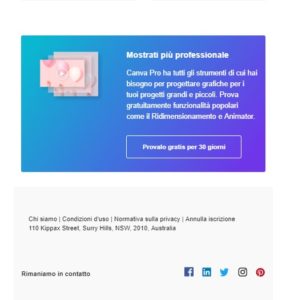 Il footer della newsletter