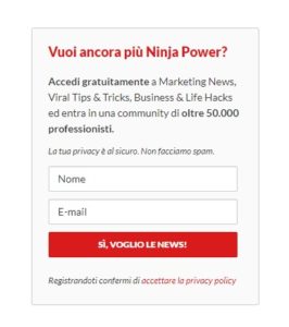 Inserisci un popup del modulo di iscrizione alla newsletter