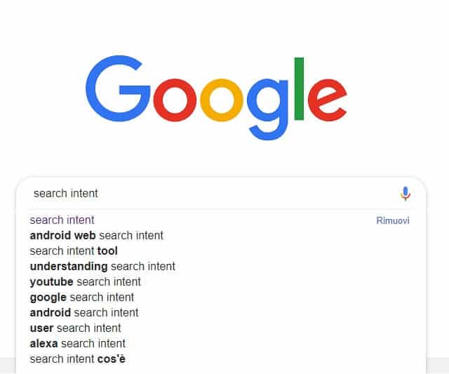 La query di ricerca su Google per scoprire il search intent